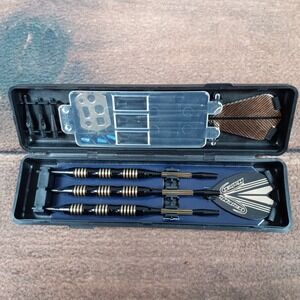 Halex Black Gold Steel Darts Set with Case 3 Darts